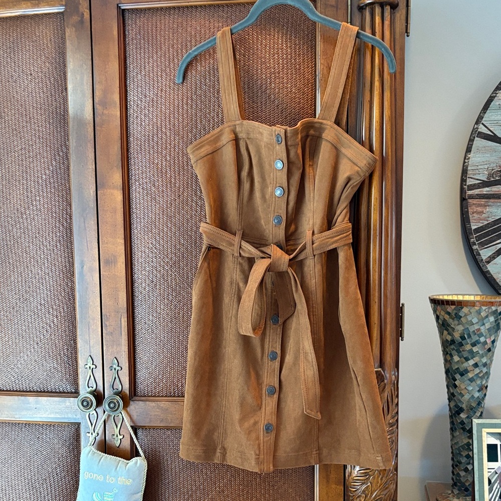 Abercrombie & Fitch cognac colored  Button-Down sueded Mini Dress size s.